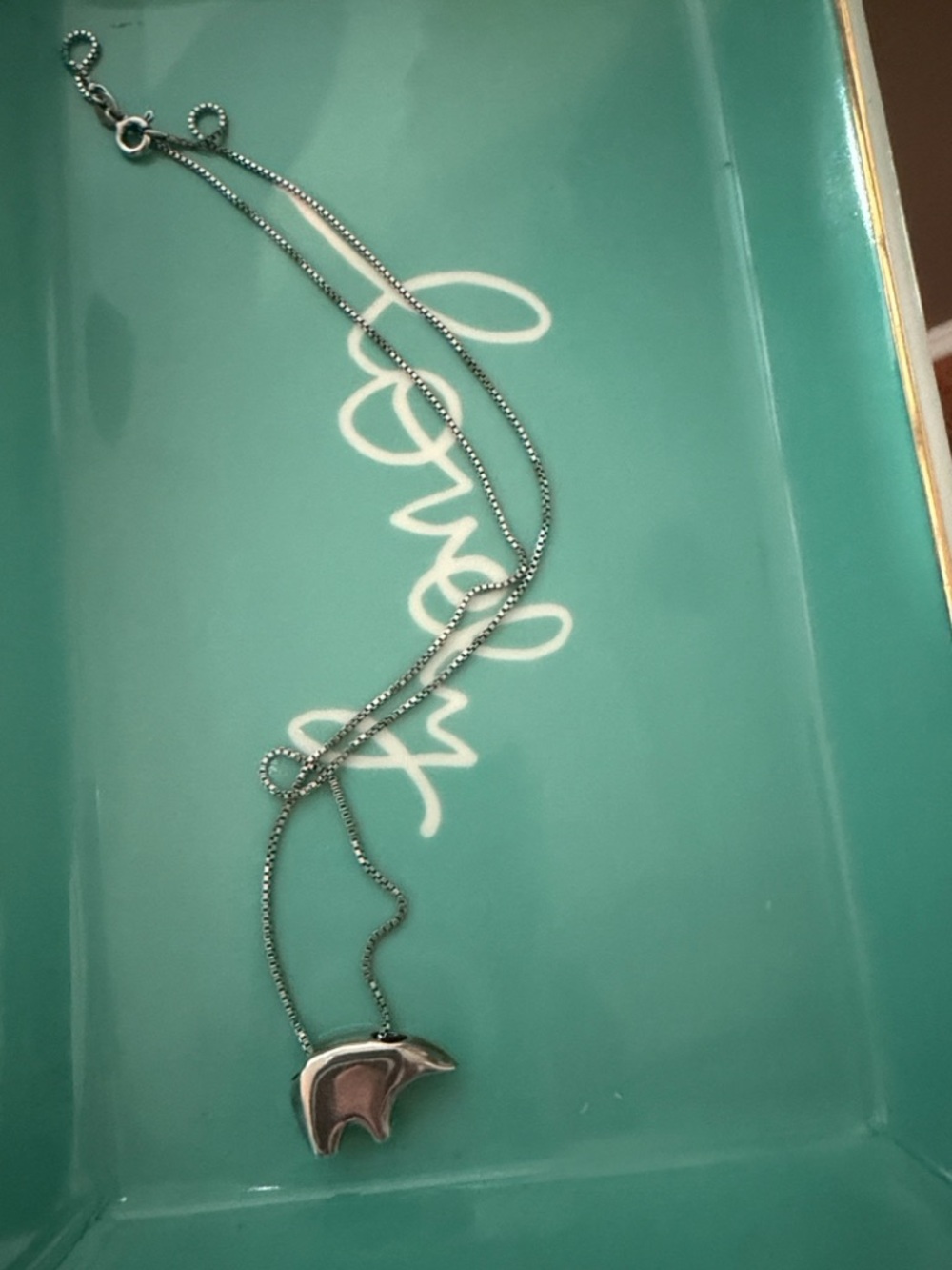 Sterling Silver Bear Pendant Necklace (golden bear)